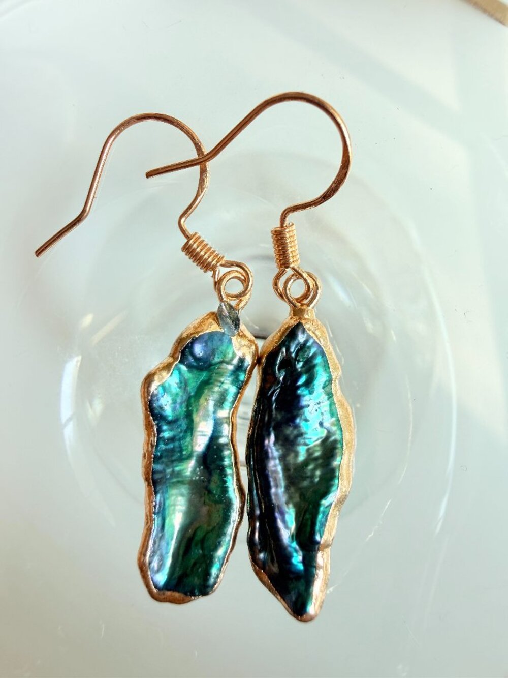 Peacock Pearl Earrings | 925 Sterling Silver Hooks | Ocean Inspired